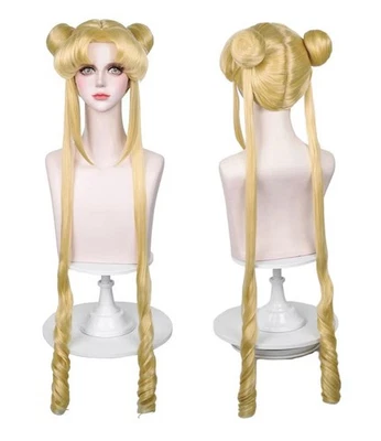 Sailor Moon Cosplay Wig Long Blonde Includes Wig Cap 40 Inches Ponytails - Image 1 of 4