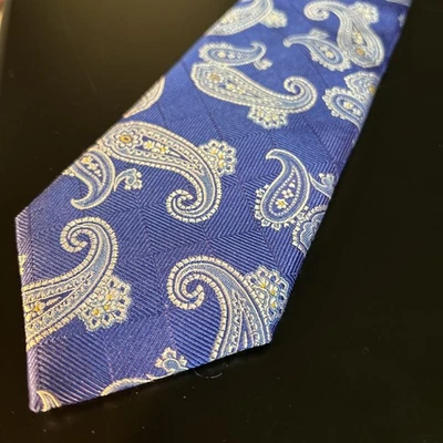Corbata David Donahue Para Hombres 100% Seda Jacquard Púrpura Azul Paisley 59 x 3 3/8 Italia Foto 1 de 4