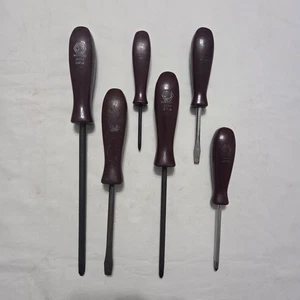 Lote de 6 destornilladores de cabeza plana Phillips SDM con asas granate Matco Tool - EE. UU. - Imagen 1 de 18