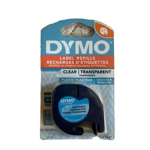 DYMO LetraTag Clear Plastic Label Tape 12mm x 4m Refill 16952 New - Picture 1 of 2