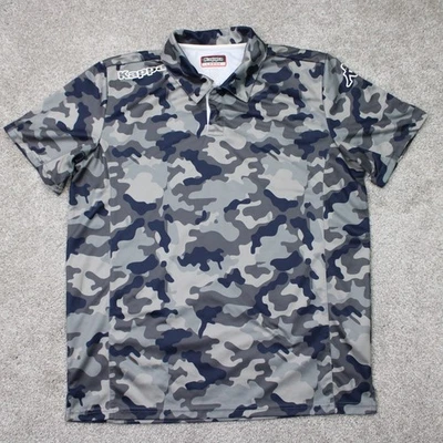 Camisa Polo Kappa Para Hombre Grande Azul/Gris Camuflada Manga Corta 100% Poliéster Pullover Foto 1 de 4