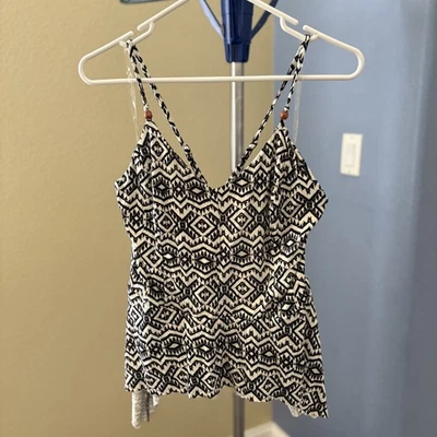 NWT  Exhilaration Women’s XL Strappy  Black White Aztec Tank Top *Target - Image 1 of 4