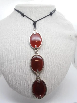 Ciondolo in Argento 925 con Agata Corniola naturale - Pendente Pietra Dura - Immagine 1 di 4