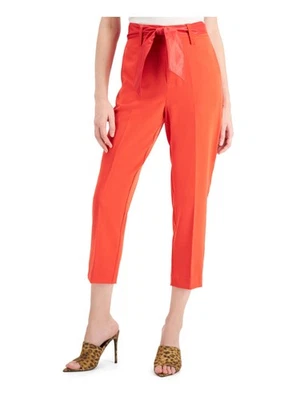 GUESS Womens Red Tie Pocketed High Rise Cropped Pants S - Image 1 of 4