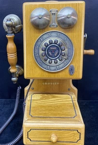 Crosley Antique Style Wooden Wall Telephone WORKS! - Afbeelding 1 van 8
