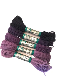 Purple 101-106 (5pcs) Set of Appletons Tapestry 4ply Wool Yarn Skeins - Picture 1 of 4