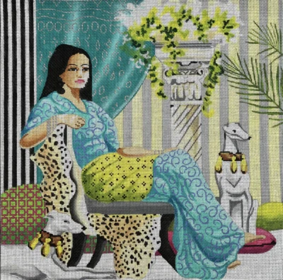 Needlepoint Handpainted Colors of Praise Lady and Whippets PE115 - Image 1 of 4