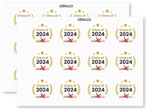 Pack of 24 paper labels, Congratulations Class of 2024, Graduation stickers - Picture 1 of 5