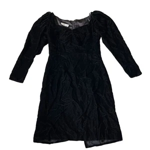 Vintage 80s Gunne Sax Jessica McClintock dress 10 black velour long sleeve - Picture 1 of 5