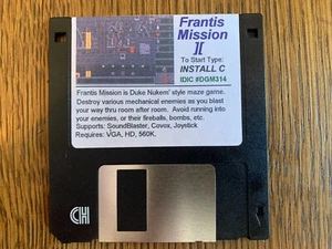 FRANTIS MISSION II 2 DUKE NUKEM STYLE PC DOS 3.5 FLOPPY DISK(S) NEAR MINT TESTED - Picture 1 of 2