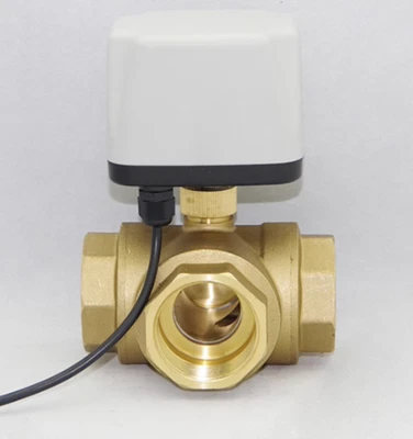 1PCS G1/2" DN15 Brass 3 Way 220VAC Motorized Ball Valve T Type Electrical Valve - Image 1 of 4