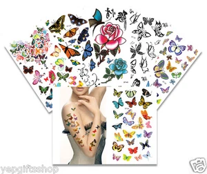 Supperb® 6 Packs Lot of Butterflies Temporary Tattoos Elegant Butterfly Tattoos - Picture 1 of 6
