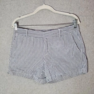 Pantalones Cortos Cynthia Rowley Mujer 6 Bolsillos Azul Chino Rayas Tiro Medio 5" Entrepierna Foto 1 de 4