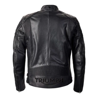 Chaqueta de moto Triumph Braddan Black Beast chaqueta de cuero de vaca de carreras real Foto 1 de 4