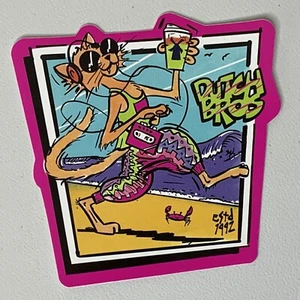 New Dutch Bros Brothers Cat Beach Walkman Retro April 2023 Spring Sticker Pink - Picture 1 of 2