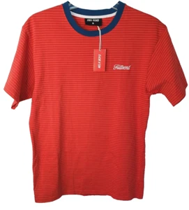 Camiseta Nelk Boys Fullsend Para Hombre Grande Rayas Rojas Borde Azul Cuello Redondo Nueva con Etiquetas - Imagen 1 de 15