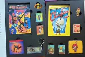 Disney Japan 15 Fabulous Years The Incredibles & Chicken Little Book Pin Set - Picture 1 of 3