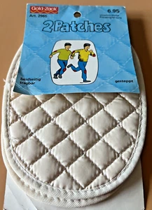 Gold-Zack 2 Ellenbogen/Knie Patches beige gesteppt beidseitig tragbar NEU - Bild 1 von 4