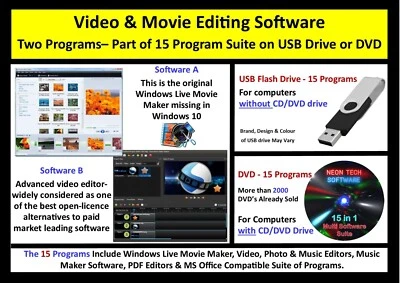 Video Editor Editing Software - Now on 30 Program DVD or USB - Windows 7 to 11 - Image 1 of 4