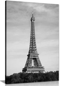 Black & White Eiffel Tower Framed Canvas Print Wall Art Home Decor - Picture 1 of 6