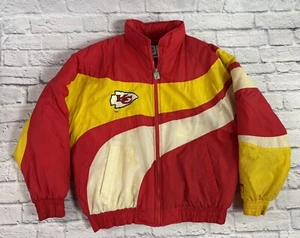 Vintage Logo 7 Kansas City KC Chiefs Full Zip Nylon Coat Large STAINED AS IS - Picture 1 of 11