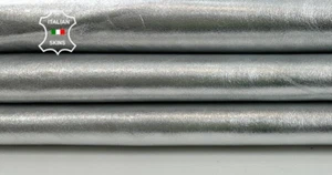 METALLIC SILVER Soft Italian Lambskin Sheep Leather hides 6+sqf 0.7mm #C3960 - Picture 1 of 7