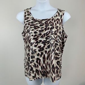 Chico's Tank sz 3 (16) Sleeveless Top Clear Sequined Front Reflective
