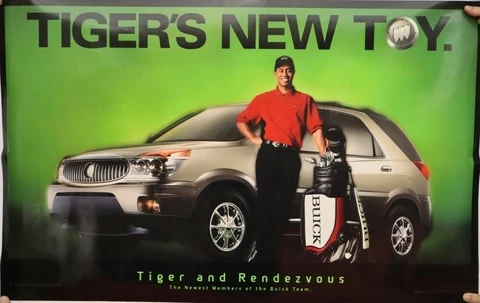 Tiger Woods Tiger's New Toy Buick Rendezvous Golf Poster NEW & IN ORIG PLASTIC Cover