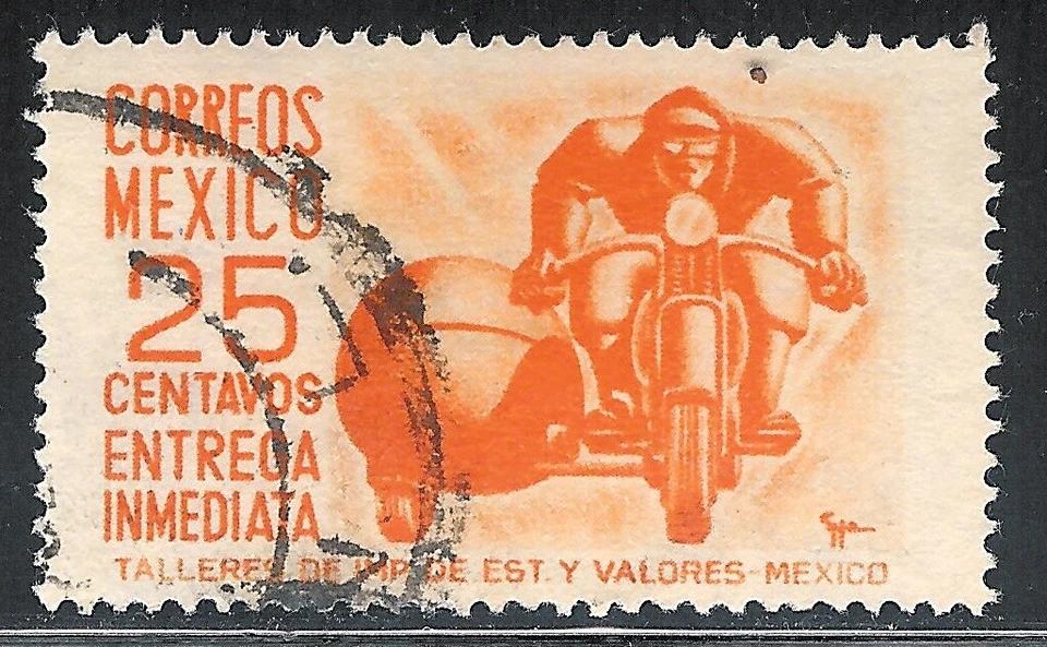 pa088a Mexico Arquite Used paper 2 Sc#E14 Mc#1034 Et#aa088a orange - Image 1 of 1