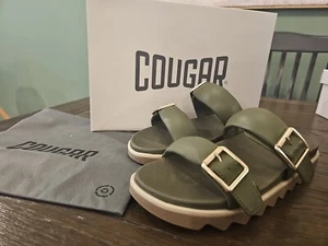 COUGAR Womens Nifty Olive Round Toe Wedge Leather Slide Sandals Shoes sZ 11 NEW - Picture 1 of 10