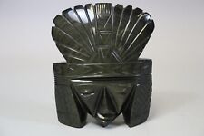 08.  Vintage Obsidian Maske Kopffigur handgeschnitzt aztekische Skulptur (FR703)
