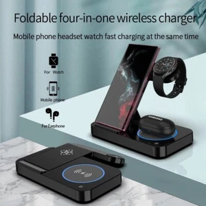 4 in 1 Foldable Qi Wireless Charging Station for iPhone Smart Watch Airpods - Picture 1 of 5