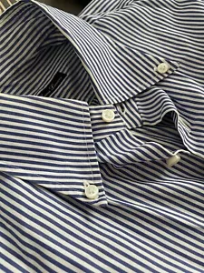 Orazio Luciano Cotton Poplin Shirt Stripes 15 3/4” Neapolitan Blue Striped - Picture 1 of 10
