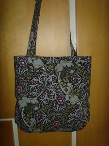 NEW MADE IN MORRIS SEAWEED ART DECO COTTON FABRIC TOTE GRAB BAG 13IN LINED GIFT - Picture 1 of 2