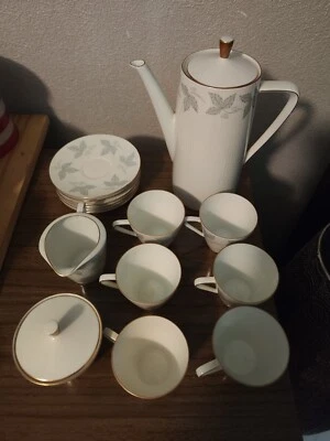 Seltmann Weiden Bavaria Monika Gris Hojas Blanco Plata 15 Piezas Alemán Retro   Foto 1 de 4