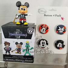 2 Disney LOT Kingdom Hearts Funko Mystery Minis Vinyl Figures Mickey & 4 BUTTONS