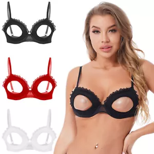Women's Brassiere Push Up Tops Hollow Out Bra Bralette Chemise Lift Clubwear - Picture 1 of 39
