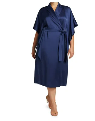 MARINA RINALDI, Vestido Envolvente en Azul, Talla MR 25, 16W US, 46 DE, 54 IT Foto 1 de 4