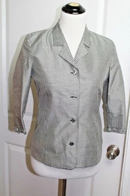 S ~Talbots Kids Jacket Full Button Front Black/White Checker Lined Girls Size 16 - Image 1 of 4