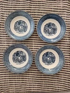 Royal China CURRIER & IVES Small Dessert Berry Bowl "The Old Gate" Set of 4 - Picture 1 of 3