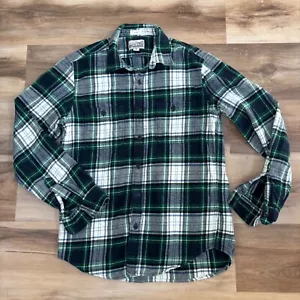 J Crew Flannel Shirt Mens Medium Slim Double Brushed Midweight Tartan Workshirt - Picture 1 of 8