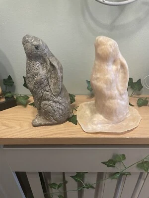 Rubber Latex Mould Moon Gazing Hare Garden Ornament Rabbit Mold Cast Craft - Image 1 of 4