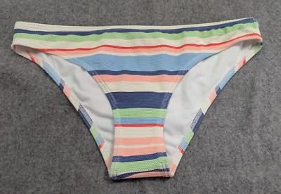 ROXY sz L jrs Swimsuit Bikini Bottoms line up multi color lined swim 1065 - Image 1 of 4
