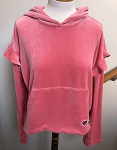 Adidas-Valentine's Day-Velour-Hazy Rose(Pink)-Long Ruffle Slv. Hoodie-S-NWT - Picture 1 of 6