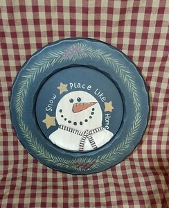 PRiMiTiVe Wooden Snowman SNOW PLACE LIKE HOME PlateEdit item | Reserve item - Picture 1 of 1