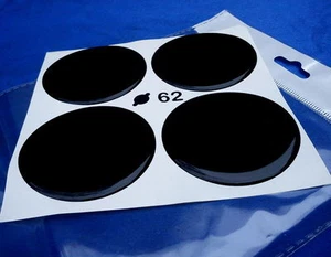 4x black emblems for hub caps rim lids 62 mm silicone stickers 3D 1310 - Picture 1 of 3