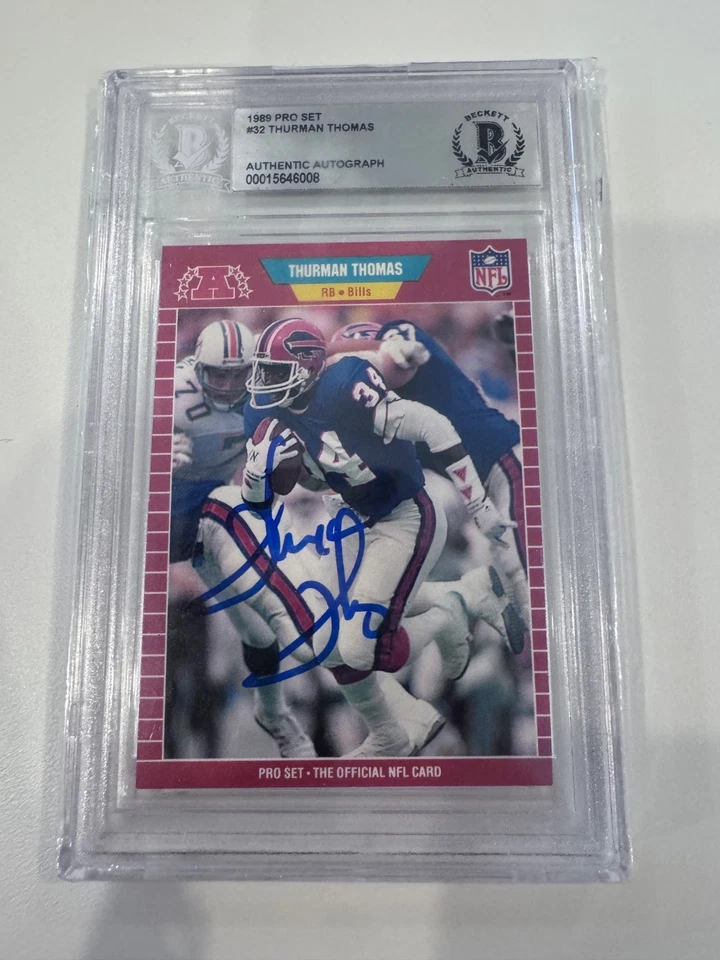 THURMAN THOMAS 1989 Pro Set Autograph Rookie RC Buffalo Bills PSA/DNA #32 Auto - Image 1 of 2