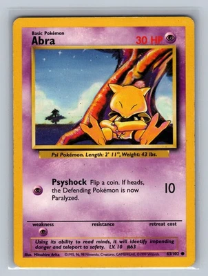 Abra 043/102 Common Base Set MP Pokemon TCG - Image 1 of 2