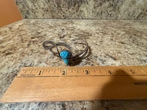 Michael Kirk Sterling Silver Native Blue Turquoise Cuff Bracelet Signed - Picture 1 of 5