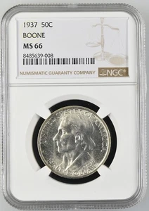 1937 Classic Commemorative Daniel Boone Bicentennial NGC MS-66 BOONE - Picture 1 of 2